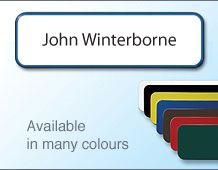 Personalised name badge 72x22mm in a variety of colours