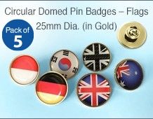 Domed Circular Flag Lapel Pin Badges