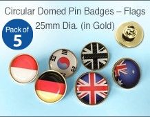 Domed Circular Flag Lapel Pin Badges