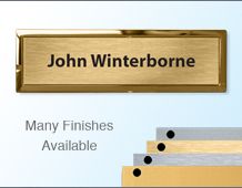 Rectangular Badge 70x21mm (B2) Gold or Chrome frame - 1 lines of personalisation