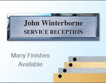 Rectangular Badge 70x21mm (B2) Gold or Chrome frame - 2 lines of personalisation