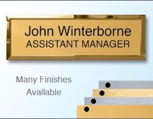 Rectangular Badge 75x25mm (B3) Gold or Chrome frame - 2 Lines of personalisation