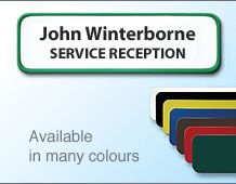 Coloured name badge/frame 72x22mm 2 lines of personalisation