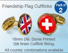Gold flag cufflinks round friendship flag 
