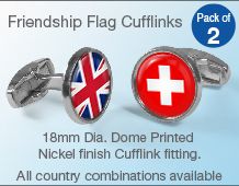 Friendship Cufflinks  18mm  diameter (pack of 2 pairs) - Silver finish