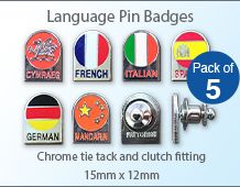 Language pin badge 15mm x 12mm (pack of 5)