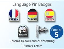 Language pin badge 15mm x 12mm (pack of 5)