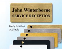 72x33mm executive metal panel badge personalised with 2 lines