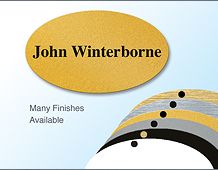 Elegant oval panel name badge 67x40mm personalised