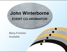 Lightweight executive oval panel badge 67x40mm 2 lines of text