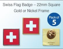 Swiss Flag Pin badge 22mm (pack of 5)